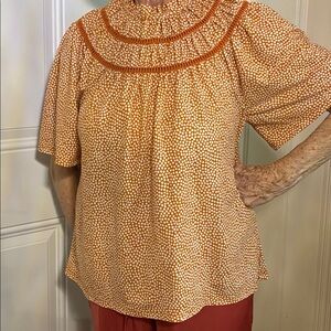 Ann Taylor Yellow Blouse with Orange Accents